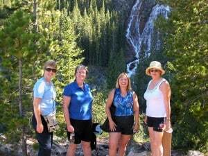 Toastmaster friends in Canmore after attending the International Convention in Calgary. Pictured are L-R Bev Doern, Sherryl Berglund, Doreen & Dianne Winser.