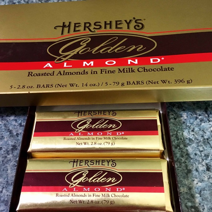 GOLDEN ALMOND Milk Chocolate 14oz Box of Five 2.8oz Candy Bars