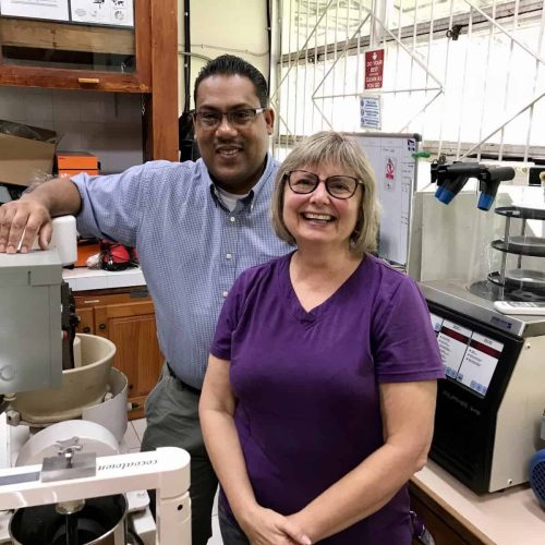 Doreen learning about the scinetific side of cacao and chocolate at the Cocoa Research Centre in Trinidad.